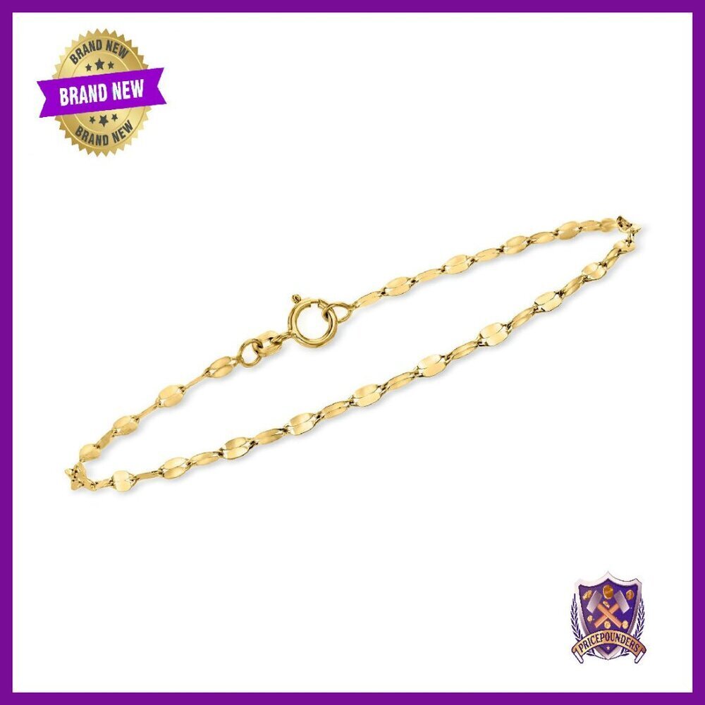 14kt Yellow Gold Box Chain Bracelet 7 Inch Women's Fine Jewelry
